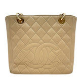 シャネル CHANEL PSTチェーントートバッグ A50994 14番台 ベージュ GD金具 キャビアスキン レディース トートバッグ