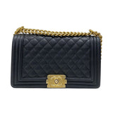 シャネル CHANEL ボーイシャネル25 A67086 ブラック ゴールド金具 キャビアスキン レディース ショルダーバッグ
