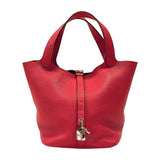 エルメス HERMES ピコタンロックMM □R刻 ルージュピヴォワンヌ シルバー金具 トリヨンクレマンス レディース ハンドバッグ