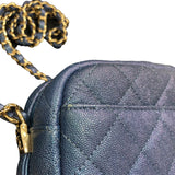 シャネル CHANEL マトラッセカメラケース A91796 メタリックブルー キャビア レディース ショルダーバッグ