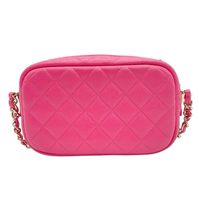 シャネル CHANEL マトラッセ　カメラケース A91796 ピンク×GD金具 キャビア レディース ショルダーバッグ シャネル CHANEL マトラッセ カメラケース A91796 ピンク×GD金具