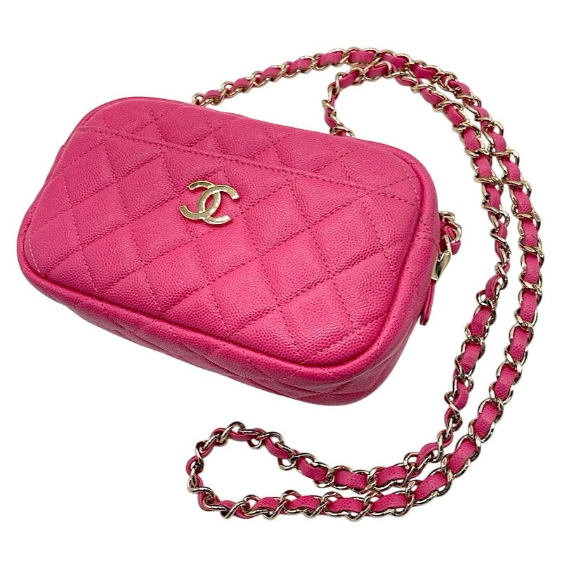 シャネル CHANEL マトラッセ カメラケース A91796 ピンク×GD金具 シャネル CHANEL マトラッセ カメラケース A91796 ピンク×GD金具
