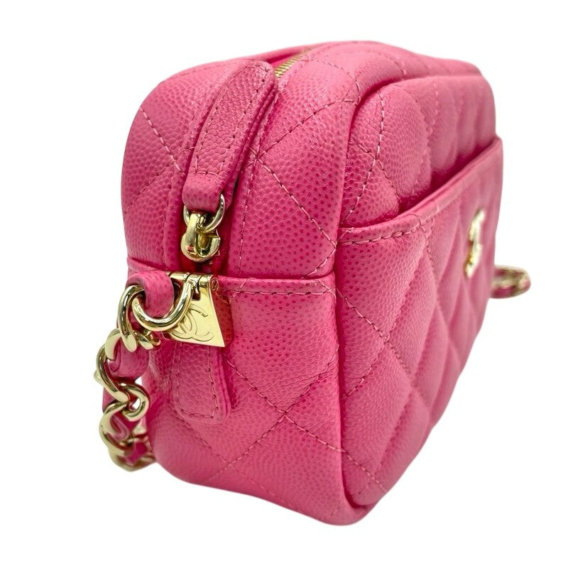 シャネル CHANEL マトラッセ　カメラケース A91796 ピンク×GD金具 キャビア レディース ショルダーバッグ シャネル CHANEL マトラッセ カメラケース A91796 ピンク×GD金具