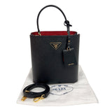 プラダ PRADA パニエ 1BA212 ブラック　ゴールド金具 サフィアーノレザー レディース ショルダーバッグ