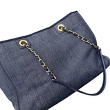 シャネル CHANEL ドーヴィル　チェーントートMM A67001 ネイビー デニム　GD金具　 レディース ハンドバッグ