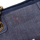 シャネル CHANEL ドーヴィル　チェーントートMM A67001 ネイビー デニム　GD金具　 レディース ハンドバッグ