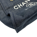 シャネル CHANEL ドーヴィル チェーントートMM A67001 17番台 インディゴ ゴールド金具 デニム レディース トートバッグ