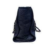 シャネル CHANEL ドーヴィル　チェーントートMM A67001 ネイビー デニム　GD金具　 レディース ハンドバッグ
