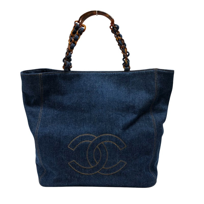 シャネル CHANEL ココマーク デニム トートバッグ ブルー デニム