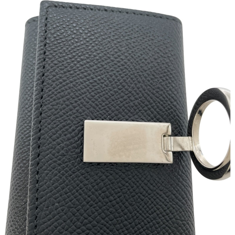 超美品　BVLGARI ブラック　レザー　6連キーケース　ロゴ入り　メンズ ブルガリ BVLGARI 6連キーケース 30422 ブラック レザー メンズ キー