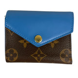 ルイ・ヴィトン LOUIS VUITTON ポルトフォイユ・ゾエ M63881 ブラウン×ブルー モノグラムキャンバス ユニセックス 二つ折り財布