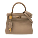 エルメス HERMES ケリー25 K刻 エトゥープ ゴールド金具 トゴ レディース ハンドバッグ