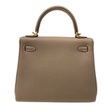 エルメス HERMES ケリー25 K刻 エトゥープ ゴールド金具 トゴ レディース ハンドバッグ