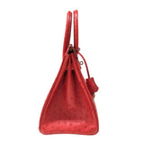 エルメス HERMES バーキン30 □M刻印 ルージュヴィフ シルバー金具 オーストリッチ レディース ハンドバッグ