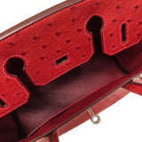 エルメス HERMES バーキン30 □M刻印 ルージュヴィフ シルバー金具 オーストリッチ レディース ハンドバッグ