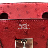 エルメス HERMES バーキン30 □M刻印 ルージュヴィフ シルバー金具 オーストリッチ レディース ハンドバッグ