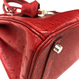 エルメス HERMES バーキン30 □M刻印 ルージュヴィフ シルバー金具 オーストリッチ レディース ハンドバッグ