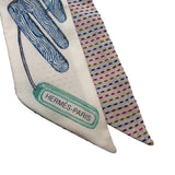 エルメス HERMES ツイリー　Chevaloscope ホワイト シルク レディース スカーフ