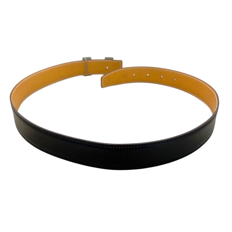 エルメス HERMES コンスタンスベルト　75cm □E刻 ブラック×ナチュラル　シルバー金具 ボックスカーフ/バトラー ユニセックス ベルト エルメス HERMES コンスタンスベルト 75cm □E刻 ブラック×ナチュラル