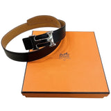 エルメス HERMES コンスタンスベルト　75㎝ □E刻 ブラック×ナチュラル　シルバー金具 ボックスカーフ/バトラー ユニセックス ベルト