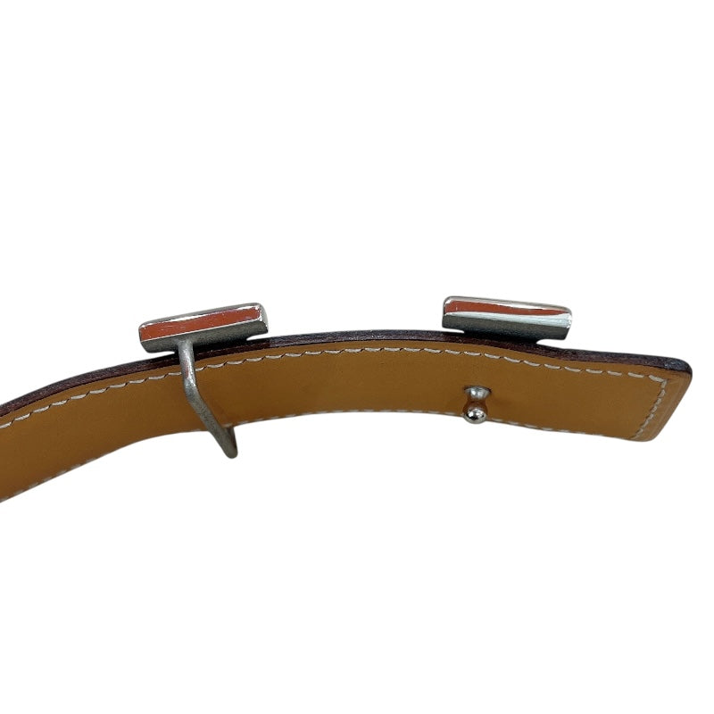 エルメス HERMES コンスタンスベルト　75cm □E刻 ブラック×ナチュラル　シルバー金具 ボックスカーフ/バトラー ユニセックス ベルト エルメス HERMES コンスタンスベルト 75cm □E刻 ブラック×ナチュラル