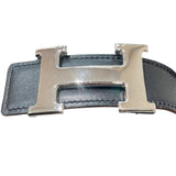 エルメス HERMES コンスタンスベルト　75㎝ □E刻 ブラック×ナチュラル　シルバー金具 ボックスカーフ/バトラー ユニセックス ベルト