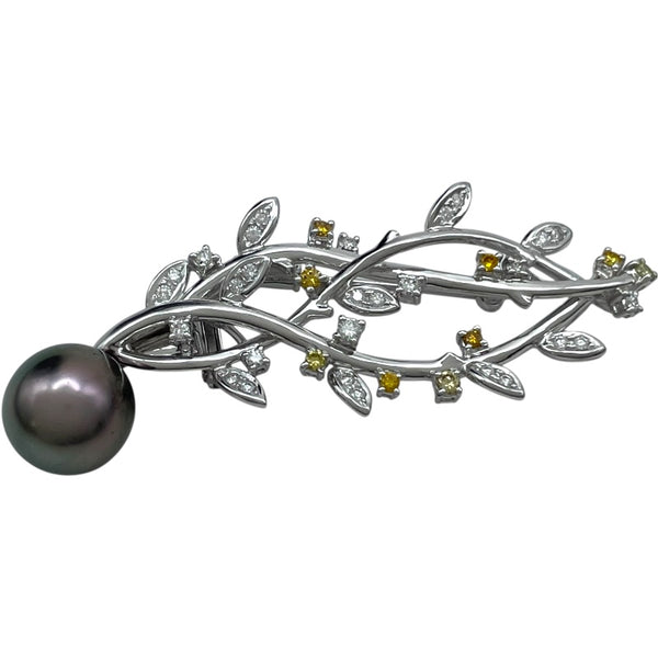 タサキ TASAKI ブローチ ホワイトゴールド K18WG/パール/ダイヤモンド