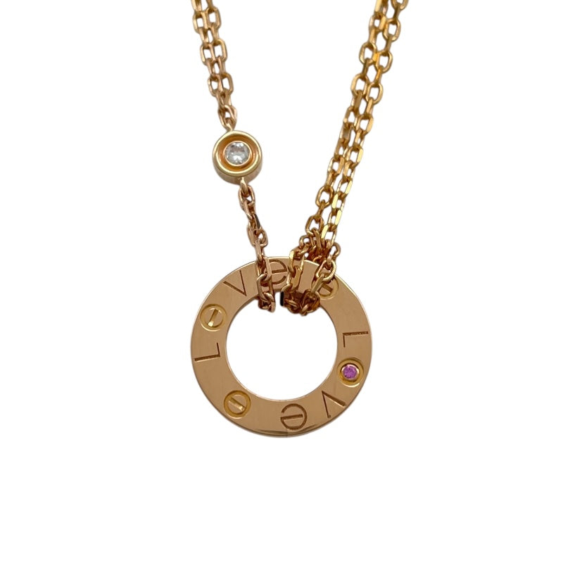 カルティエ Cartier ラブサークルネックレス K18PG ピンクサファイア