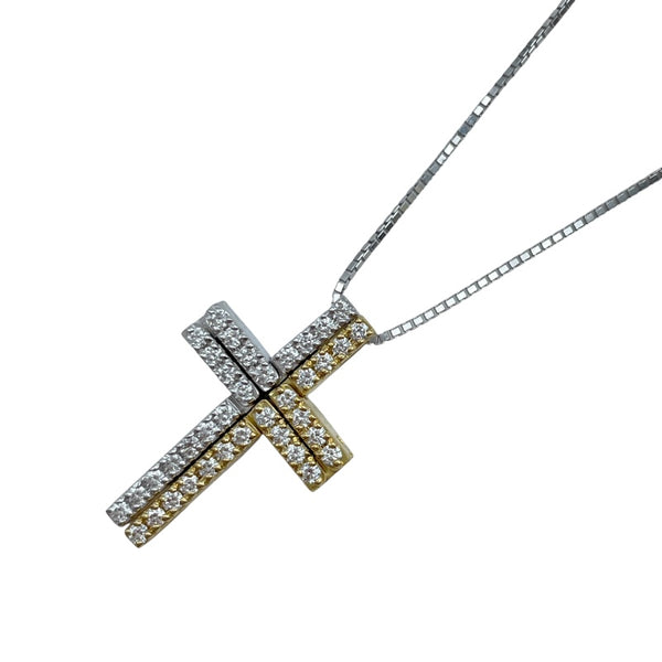 タサキ TASAKI クロスネックレス ゴールドxホワイトゴールド K18 タサキ TASAKI クロスネックレス ゴールドxホワイトゴールド K18