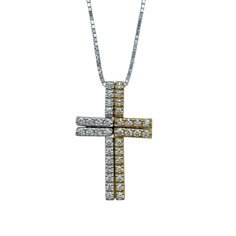 タサキ TASAKI クロスネックレス ゴールドxホワイトゴールド K18 