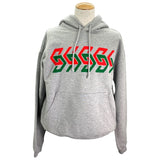 グッチ GUCCI ロゴチェーンプリントプルオーバーパーカー 715911 グレー コットン メンズ パーカー