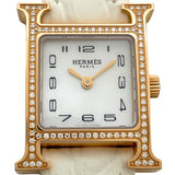 エルメス HERMES Hウォッ ミニ ホワイトシェル HH1.173 ホワイト K18PG クオーツ レディース 腕時計