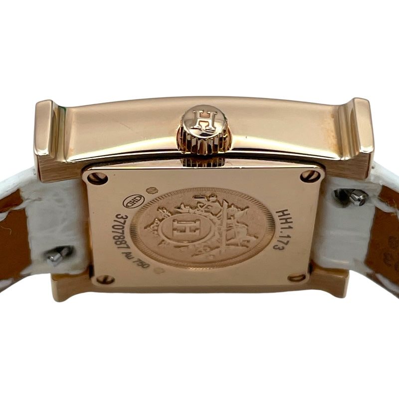 エルメス HERMES Hウォッ ミニ ホワイトシェル HH1.173 ホワイト K18PG