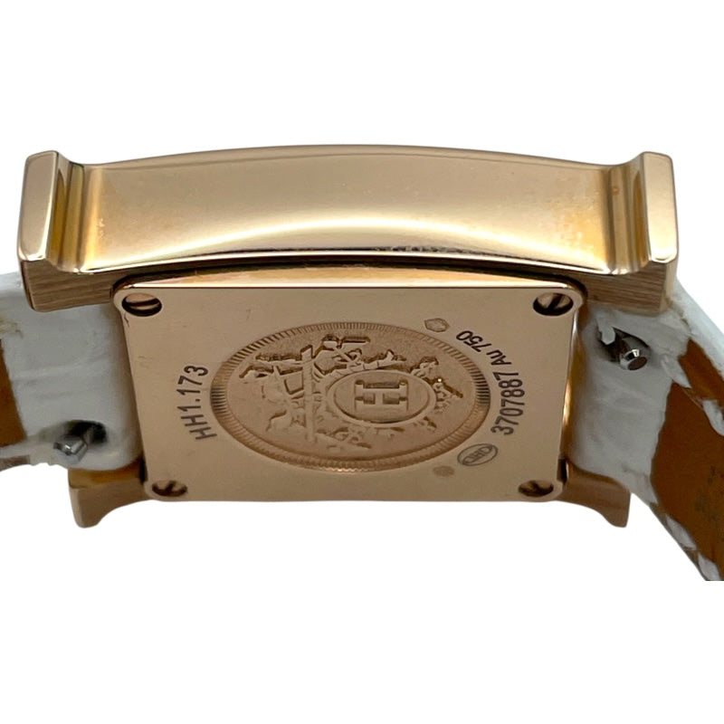 エルメス HERMES Hウォッ ミニ ホワイトシェル HH1.173 ホワイト K18PG
