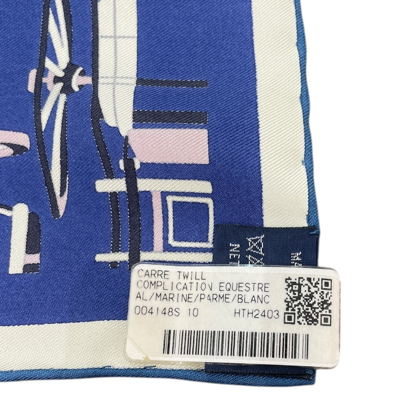 エルメス HERMES カレ90 Complication Equestre ブルー シルク ユニ