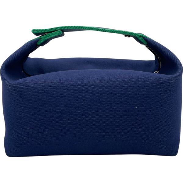 エルメス HERMES ブリッドアブラックGM ブルー SV金具 トワル レディース ハンドバッグ