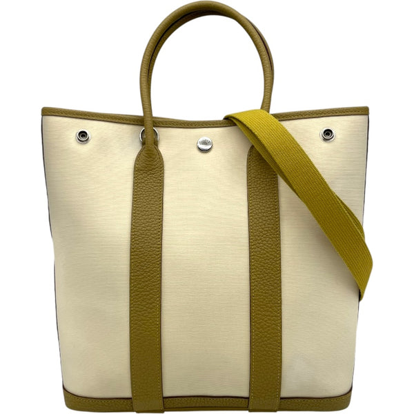 エルメス HERMES ガーデンファイルPM Z刻 カルダモン/アイボリー SV金具 トワルミリタリー・ネゴンダ レディース ショルダーバッグ