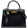 エルメス HERMES ケリー28 外縫い □D刻 ブラック GD金具 ボックスカーフ レディース ショルダーバッグ