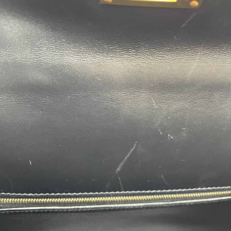 エルメス HERMES ケリー28 外縫い □D刻 ブラック GD金具 ボックスカーフ レディース ショルダーバッグ