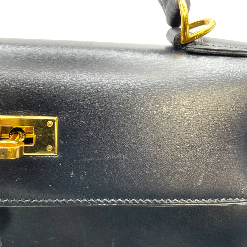 エルメス HERMES ケリー28 外縫い □D刻 ブラック GD金具 ボックスカーフ レディース ショルダーバッグ