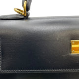 エルメス HERMES ケリー28 外縫い □D刻 ブラック GD金具 ボックスカーフ レディース ショルダーバッグ