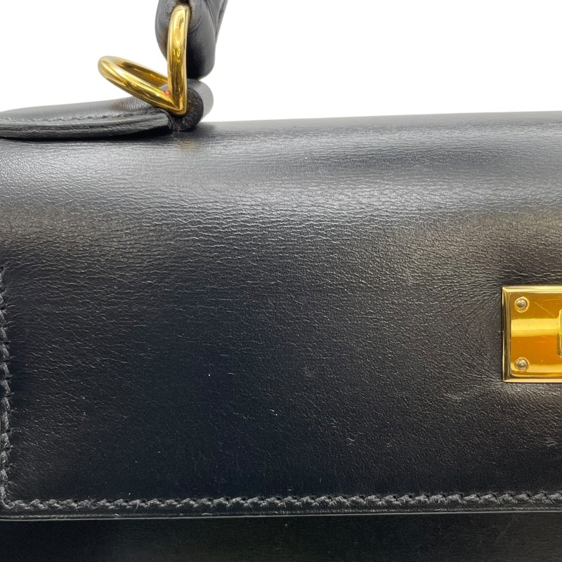 エルメス HERMES ケリー28 外縫い □D刻 ブラック GD金具 ボックスカーフ レディース ショルダーバッグ
