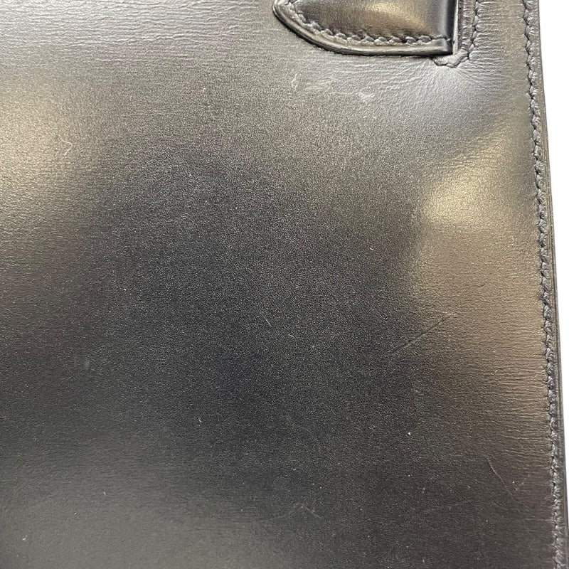 エルメス HERMES ケリー28 外縫い □D刻 ブラック GD金具 ボックスカーフ レディース ショルダーバッグ