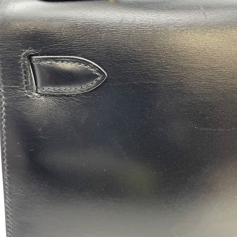 エルメス HERMES ケリー28 外縫い □D刻 ブラック GD金具 ボックスカーフ レディース ショルダーバッグ