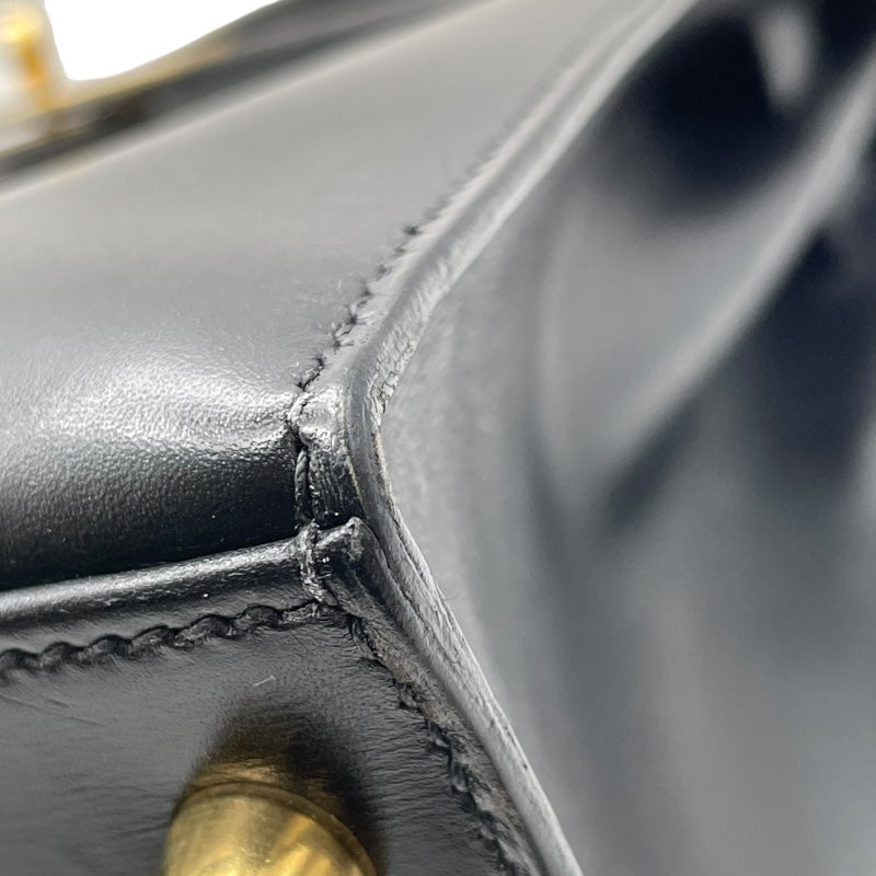 エルメス HERMES ケリー28 外縫い □D刻 ブラック GD金具 ボックスカーフ レディース ショルダーバッグ