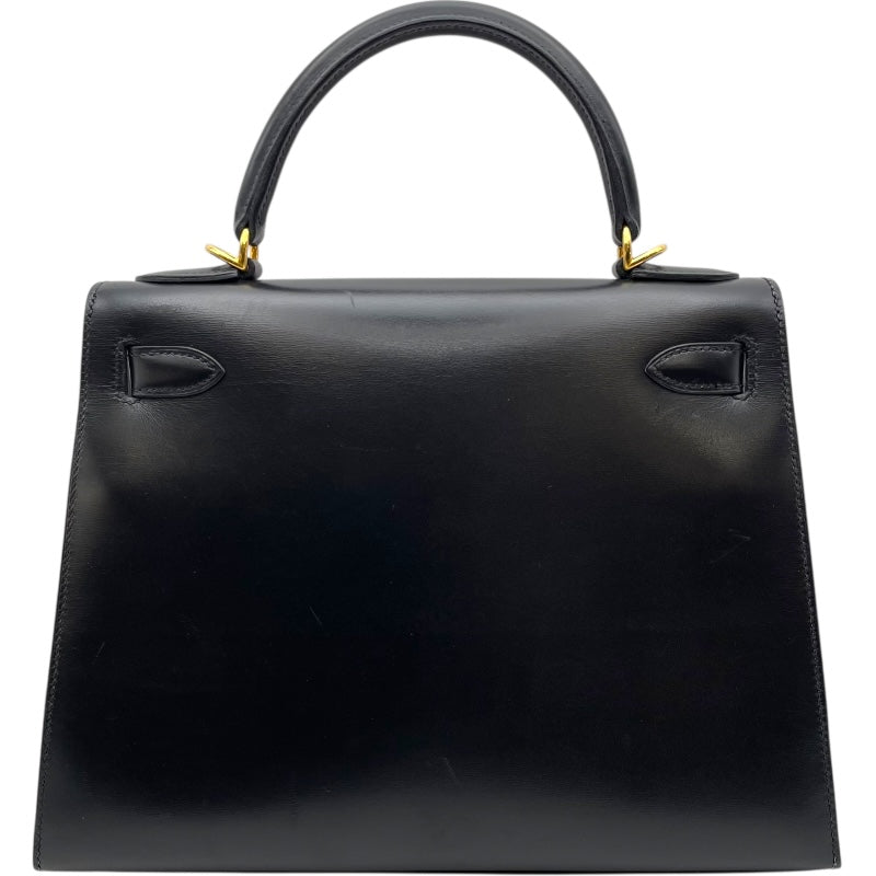 エルメス HERMES ケリー28 外縫い □D刻 ブラック GD金具 ボックスカーフ レディース ショルダーバッグ