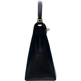 エルメス HERMES ケリー28 外縫い □D刻 ブラック GD金具 ボックスカーフ レディース ショルダーバッグ