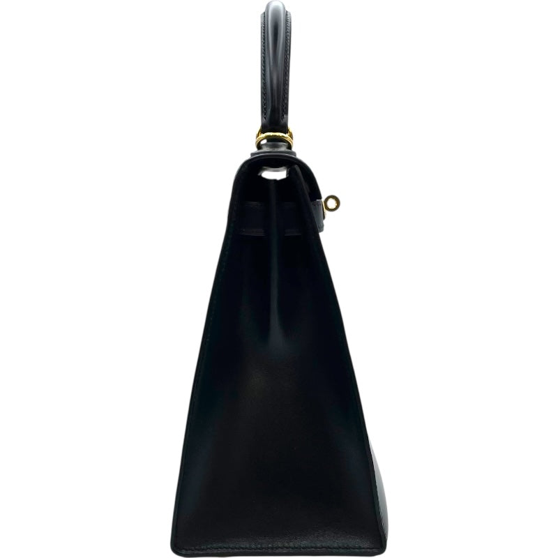 エルメス HERMES ケリー28 外縫い □D刻 ブラック GD金具 ボックスカーフ レディース ショルダーバッグ