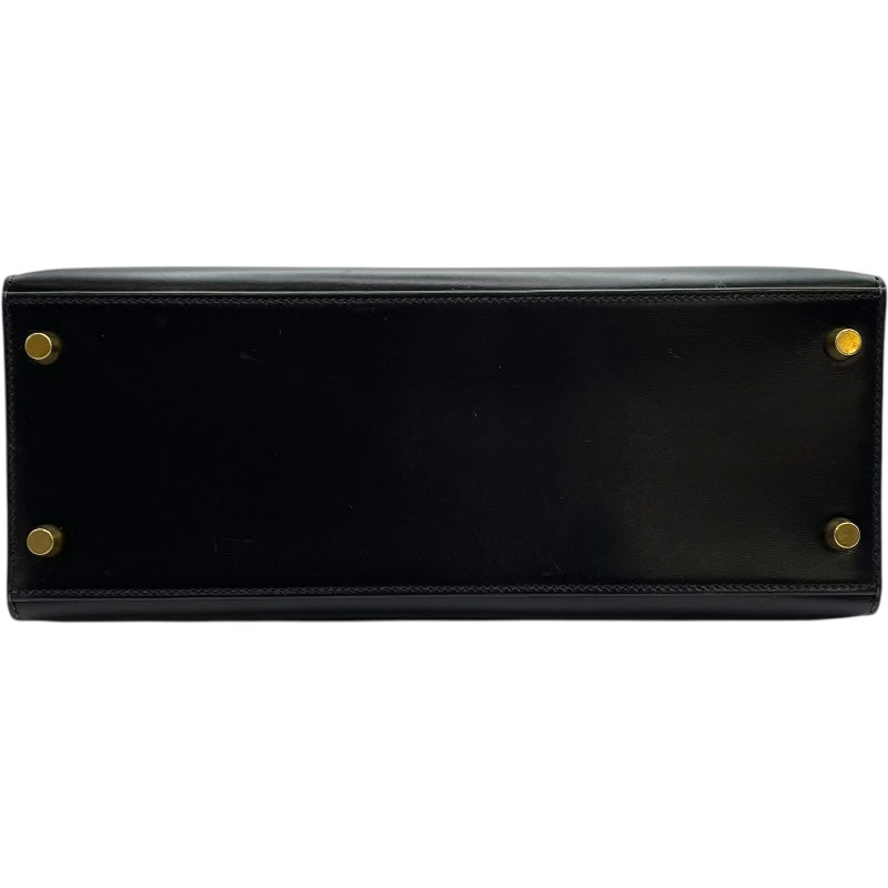 エルメス HERMES ケリー28 外縫い □D刻 ブラック GD金具 ボックスカーフ レディース ショルダーバッグ