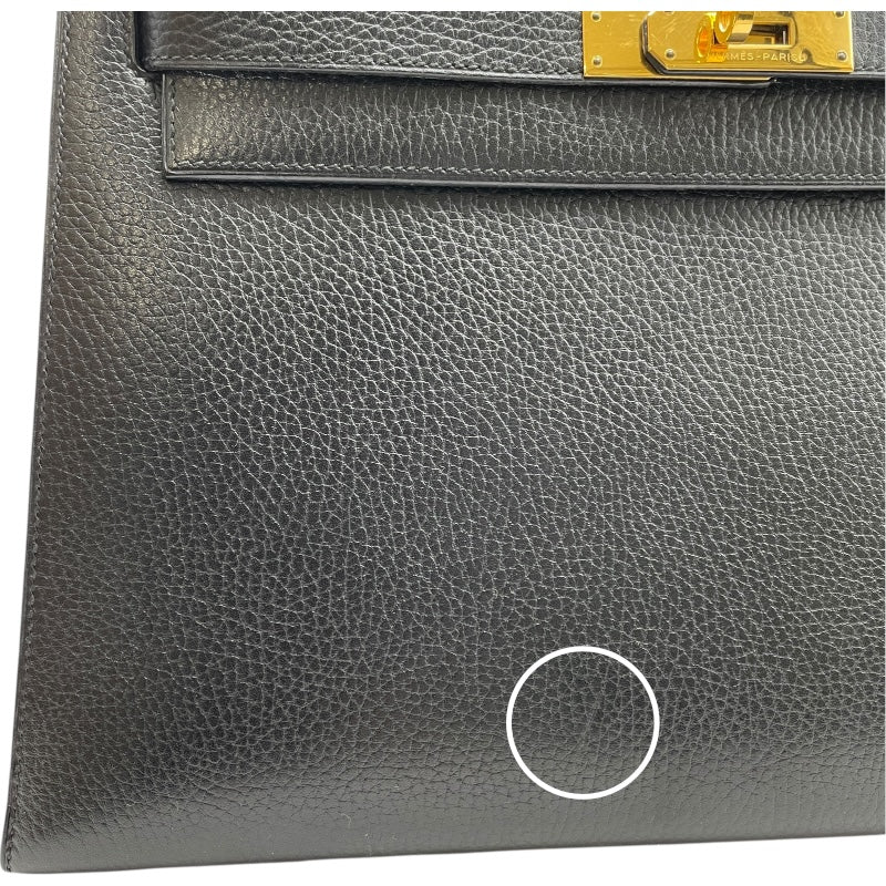 エルメス HERMES ケリー32 外縫い 〇T刻印（1990年製） ブラック　ゴールド金具 アルデンヌ レディース ショルダーバッグ